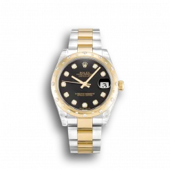 Rolex Datejust 178343 Replica Black Dial Diamond Bezel 31mm