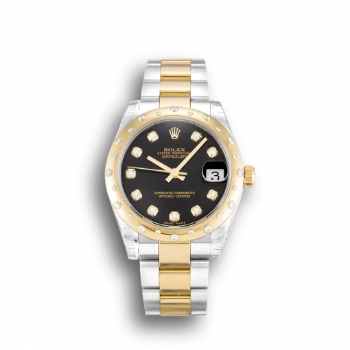 Rolex Datejust 178343 Replica Black Dial Diamond Bezel 31mm