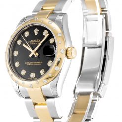 Rolex Datejust 178343 Replica Black Dial Diamond Bezel 31mm