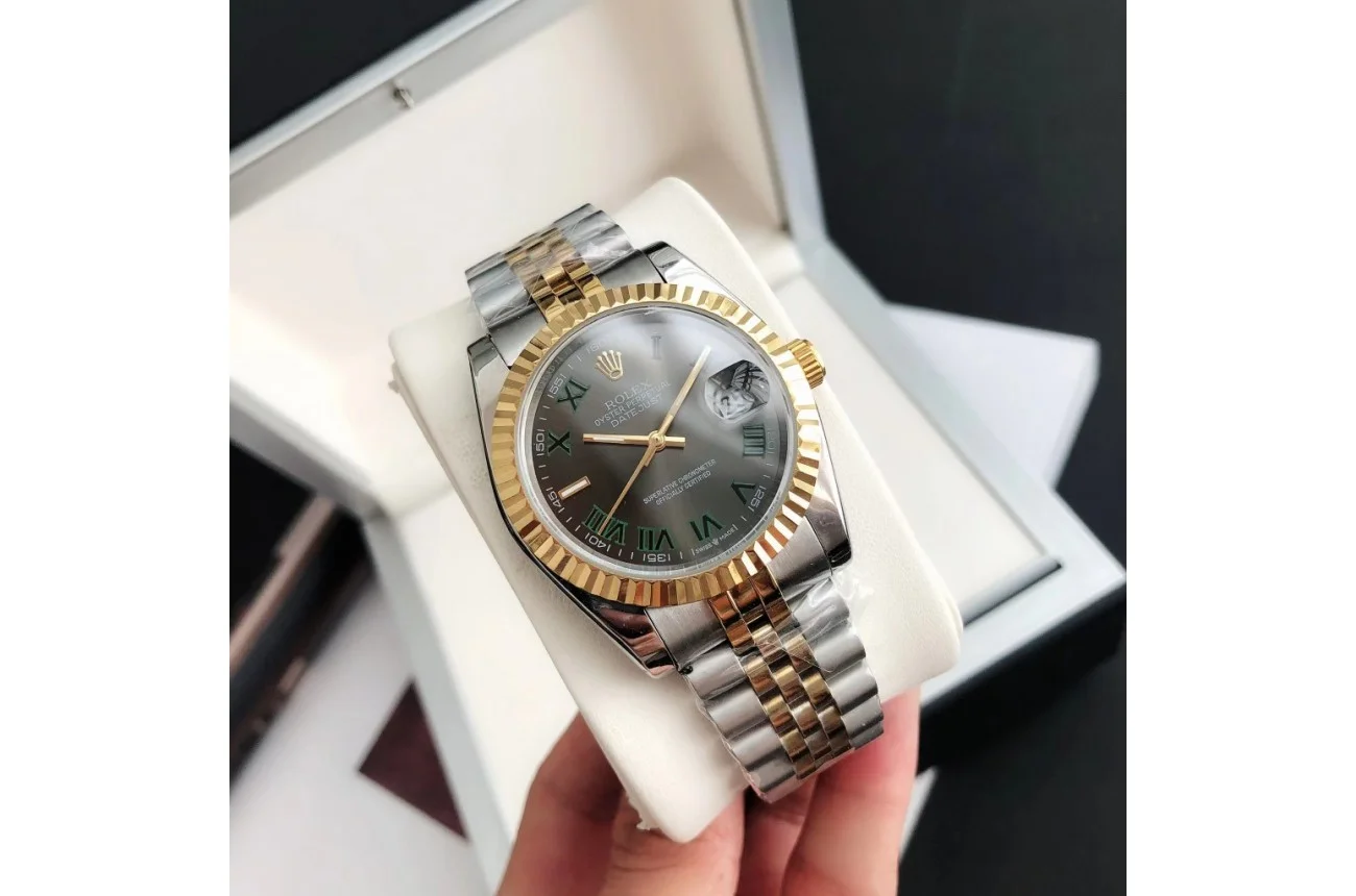 Rolex Datejust RG SS Replica 36 28mm Jub Grey Rmn2 Rolex Datejust RG SS Replica 36 28mm Jub Grey Rmn2