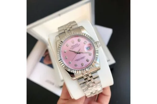 Rolex Datejust SS36/28 – Pink Dial with Diamond Markers