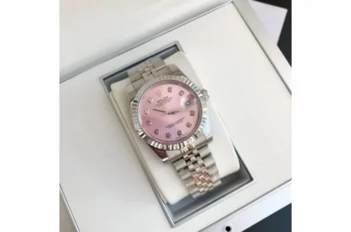 Rolex Datejust SS36/28 – Pink Dial with Diamond Markers