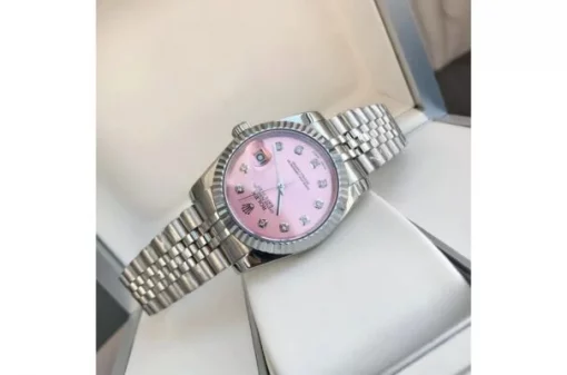Rolex Datejust SS36/28 – Pink Dial with Diamond Markers