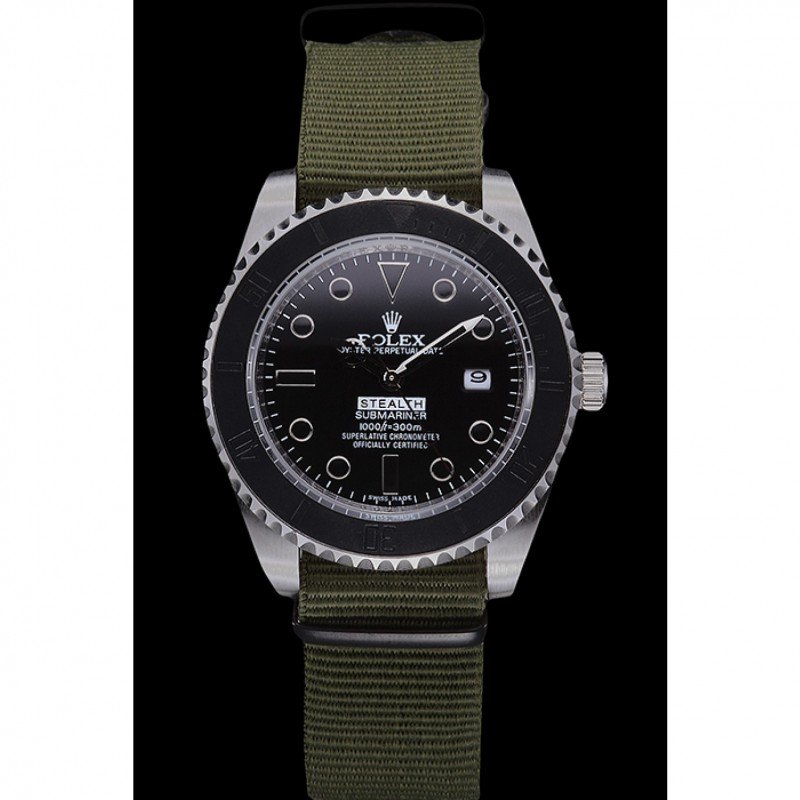Rolex Submariner 621990 Replica 41mm Black Dial Olive Strap03 Rolex Submariner 621990 Replica 41mm Black Dial Olive Strap03