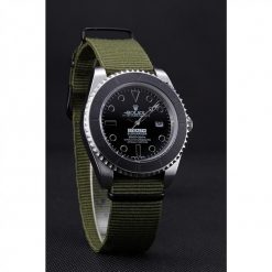 Rolex Submariner 621990 Replica 41mm Black Dial Olive Strap