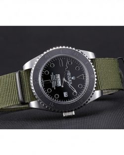 Rolex Submariner 621990 Replica 41mm Black Dial Olive Strap