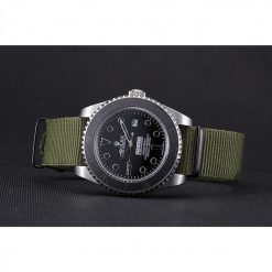 Rolex Submariner 621990 Replica 41mm Black Dial Olive Strap