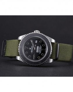 Rolex Submariner 621990 Replica 41mm Black Dial Olive Strap