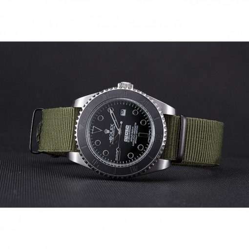 Rolex Submariner 621990 Replica 41mm Black Dial Olive Strap