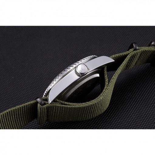Rolex Submariner 621990 Replica 41mm Black Dial Olive Strap