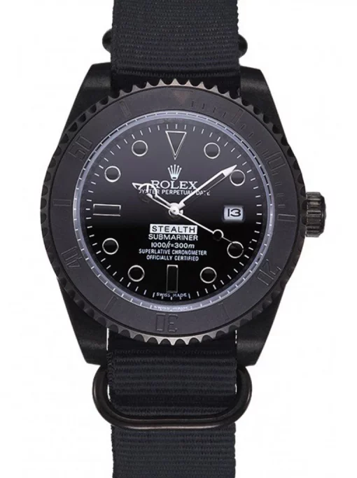 Rolex Submariner 621996 Replica Black Dial Nylon Strap