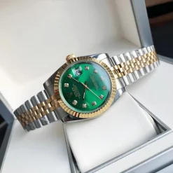 Rolex Datejust 36/28mm RG/SS Green Dial with Diamond Markers