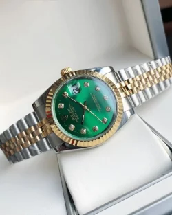 Rolex Datejust 36/28mm RG/SS Green Dial with Diamond Markers