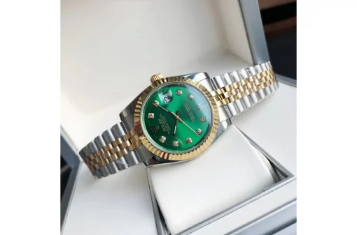 Rolex Datejust 36/28mm RG/SS Green Dial with Diamond Markers