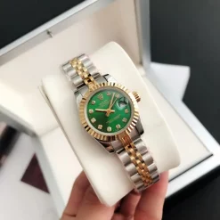 Rolex Datejust 36/28mm RG/SS Green Dial with Diamond Markers