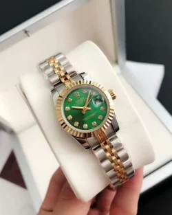 Rolex Datejust 36/28mm RG/SS Green Dial with Diamond Markers