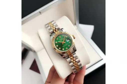 Rolex Datejust 36/28mm RG/SS Green Dial with Diamond Markers