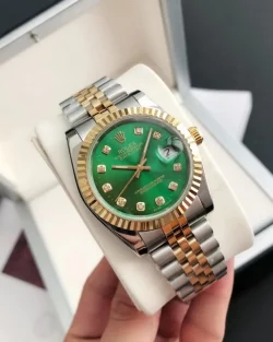 Rolex Datejust 36/28mm RG/SS Green Dial with Diamond Markers