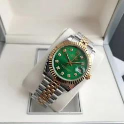Rolex Datejust 36/28mm RG/SS Green Dial with Diamond Markers