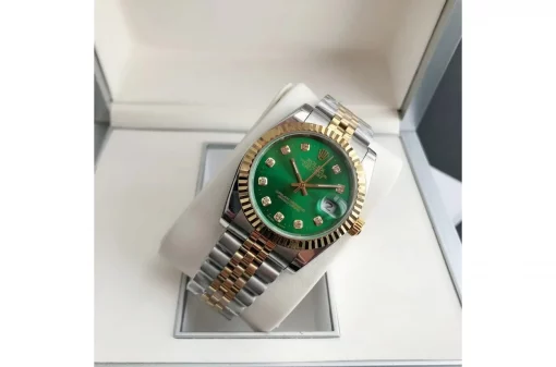 Rolex Datejust 36/28mm RG/SS Green Dial with Diamond Markers
