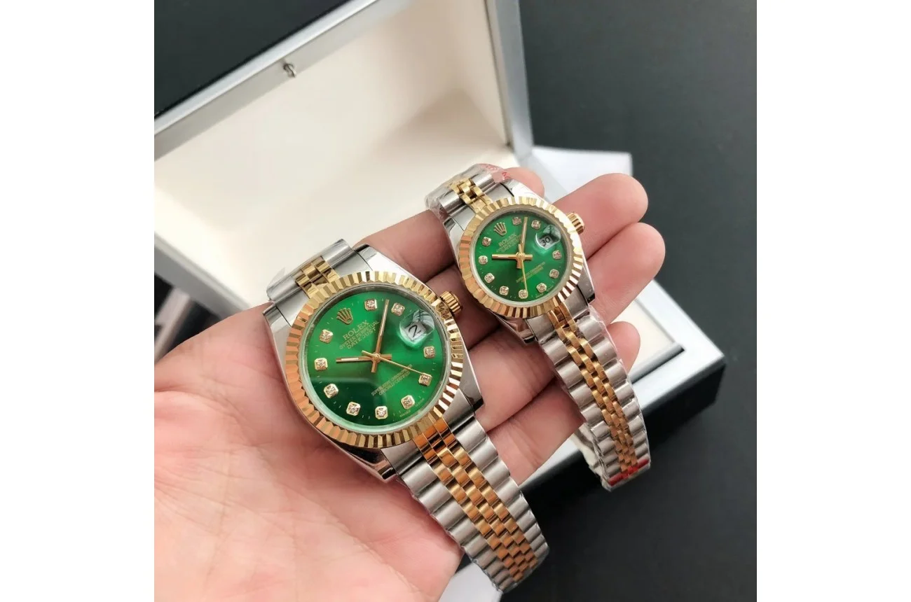 Rolex Datejust 36/28mm RG/SS Green Dial with Diamond Markers Rolex Datejust 36/28mm RG/SS Green Dial with Diamond Markers