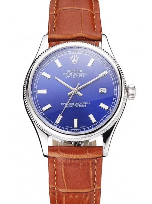 Rolex Datejust REP016817 Blue Dial Brown Leather 38mm