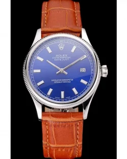 Rolex Datejust REP016817 Blue Dial Brown Leather 38mm