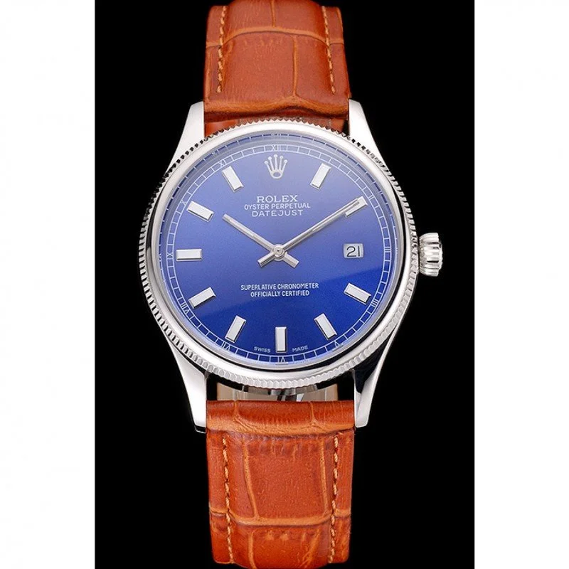 Rolex Datejust REP016817 Blue Dial Brown Leather 38mm Rolex Datejust REP016817 Blue Dial Brown Leather 38mm