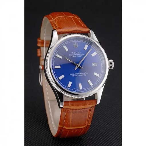 Rolex Datejust REP016817 Blue Dial Brown Leather 38mm