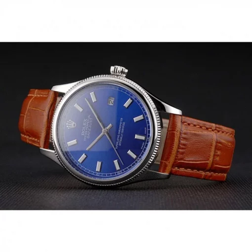 Rolex Datejust REP016817 Blue Dial Brown Leather 38mm