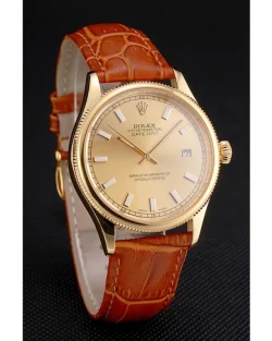 Rolex Datejust REP016818 Gold Dial Brown Leather 38mm