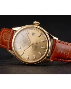 Rolex Datejust REP016818 Gold Dial Brown Leather 38mm