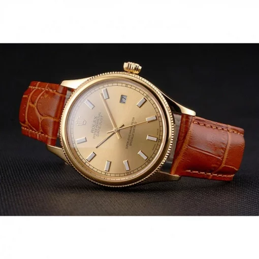 Rolex Datejust REP016818 Gold Dial Brown Leather 38mm