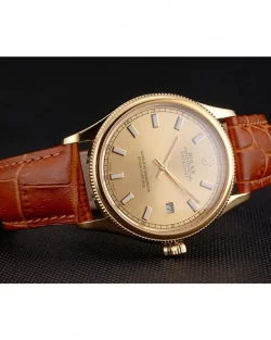 Rolex Datejust REP016818 Gold Dial Brown Leather 38mm
