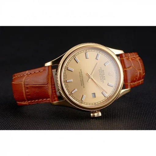 Rolex Datejust REP016818 Gold Dial Brown Leather 38mm