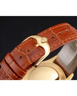 Rolex Datejust REP016818 Gold Dial Brown Leather 38mm