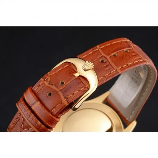 Rolex Datejust REP016818 Gold Dial Brown Leather 38mm