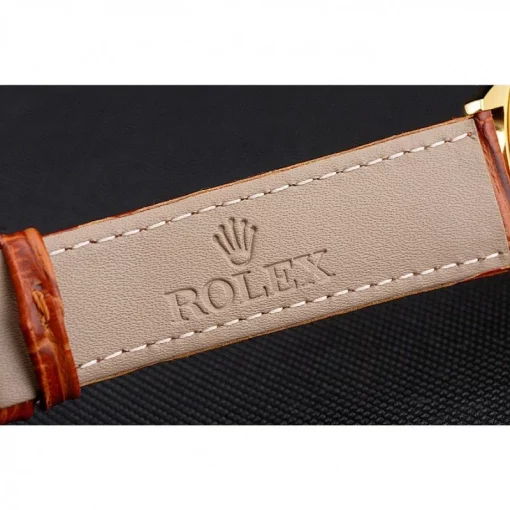 Rolex Datejust REP016818 Gold Dial Brown Leather 38mm
