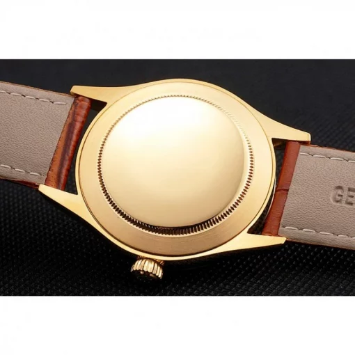 Rolex Datejust REP016818 Gold Dial Brown Leather 38mm
