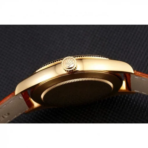 Rolex Datejust REP016818 Gold Dial Brown Leather 38mm