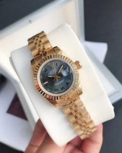 Rolex Datejust Rose Gold Grey Dial Roman Markers
