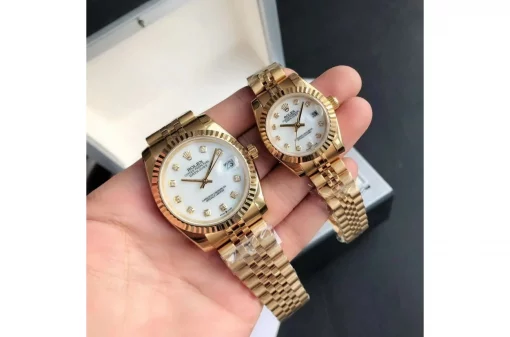 Rolex Datejust White Dial Diamond Markers Rose Gold