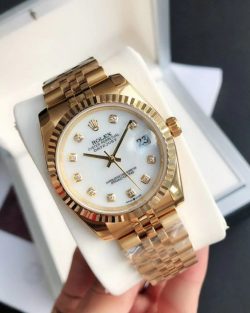Rolex Datejust White Dial Diamond Markers Rose Gold