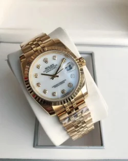 Rolex Datejust White Dial Diamond Markers Rose Gold