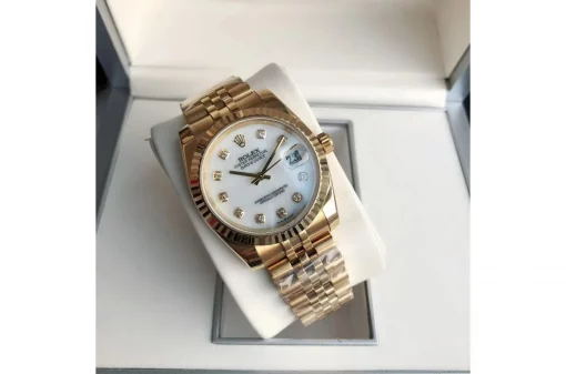 Rolex Datejust White Dial Diamond Markers Rose Gold