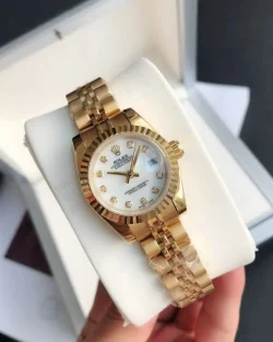 Rolex Datejust White Dial Diamond Markers Rose Gold