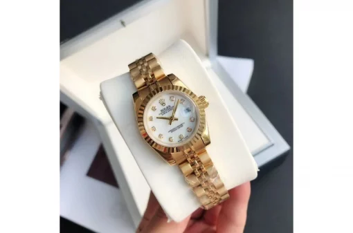 Rolex Datejust White Dial Diamond Markers Rose Gold