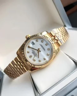 Rolex Datejust White Dial Diamond Markers Rose Gold