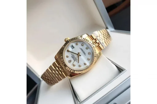 Rolex Datejust White Dial Diamond Markers Rose Gold