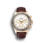 Rolex Cosmograph Daytona Gold Case White Dial Brown Leather Bracelet 622633